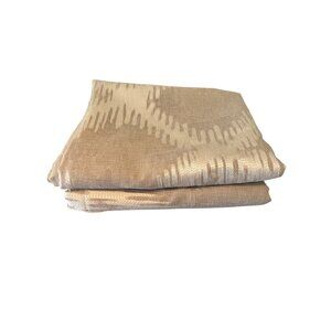 Decorative Beige & White Sheer Curtain Panel With Abstract Diamond Pattern 84" L